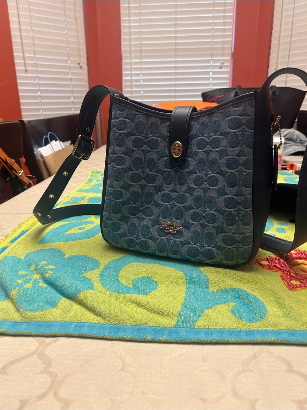 Coach Denim Signature Crossbody Shoulder Bag in Blue